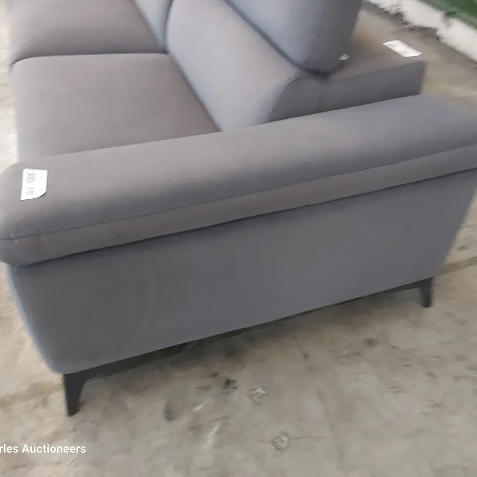 QUALITY ITALIAN DESIGNER FLAVIO POWER RECLINING THREE SEATER SOFA GREY PLUSH FABRIC 