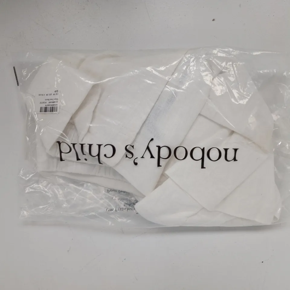 BAGGED NOBODY'S CHILD SILSOE CLEAN SHORTS IN WHITE SIZE UK 10