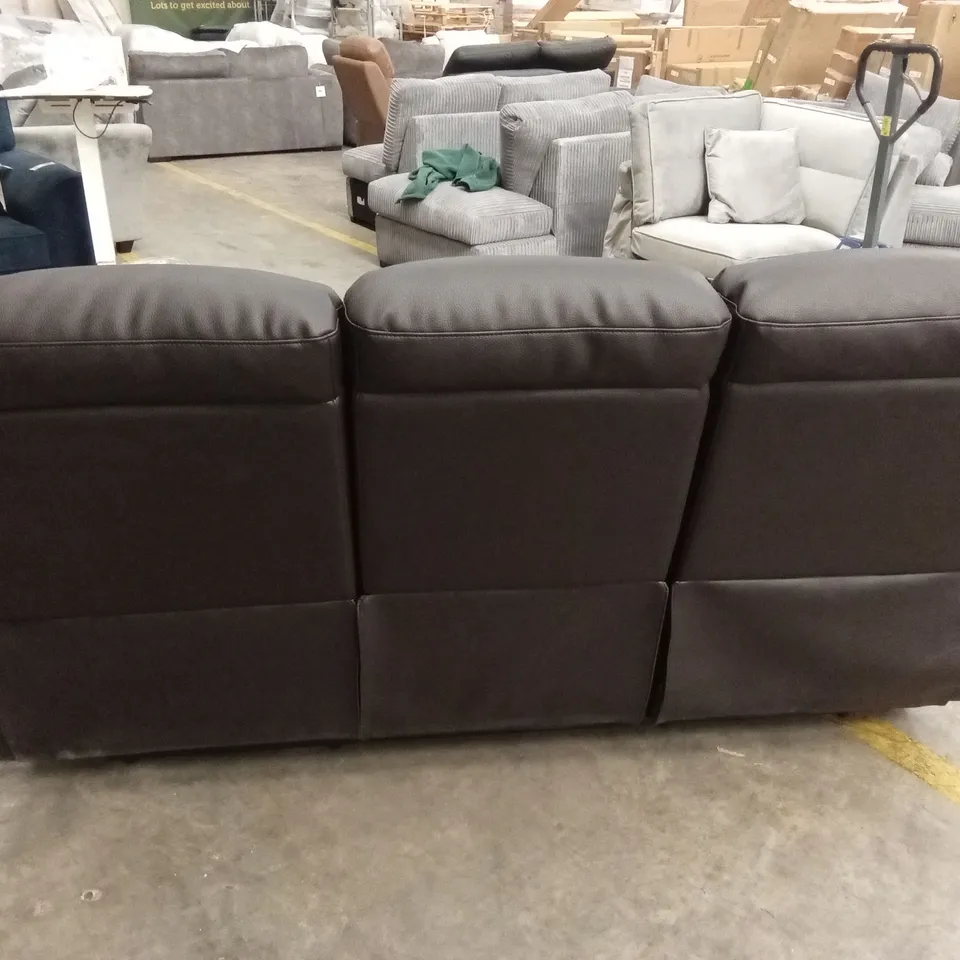 ROTHBURY LUXURY FAUX LEATHER HIGH BACK 3 SEATER MANUAL RECLINER SOFA - CHOCOLATE RRP £729