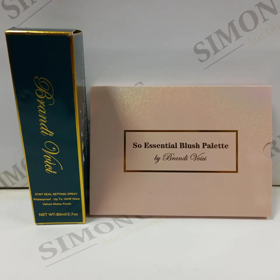 LOT OF 5 BRANDI VVICI ITEMS TO INCLUDE FLAWLESS FACE PALETTE, ULTRA FLAWLESS FACE PALETTE, GROWIN` N GLOWIN` HIGHLIGHTER PALETTE, SO ESSENTIAL BLUSH PALETTE AND SETTING SPRAY (80ML)