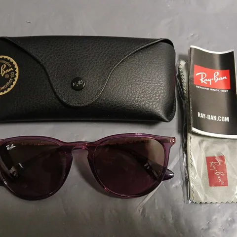 PAIR OF RAY BAN PURPLE FRAMED GLASSES IN CASE