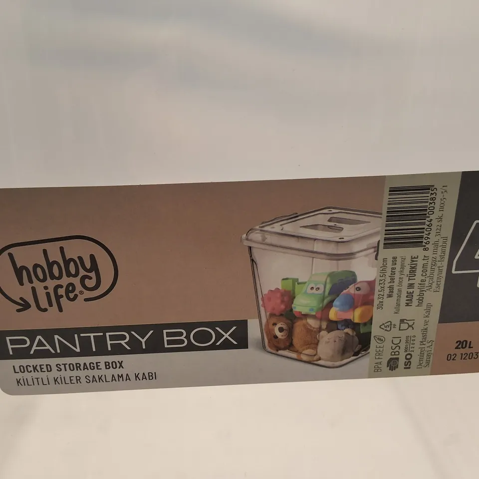 HOBBY LIFE PANTRY BOX – 20L PLASTIC STORAGE BOX WITH LID (CLEAR)