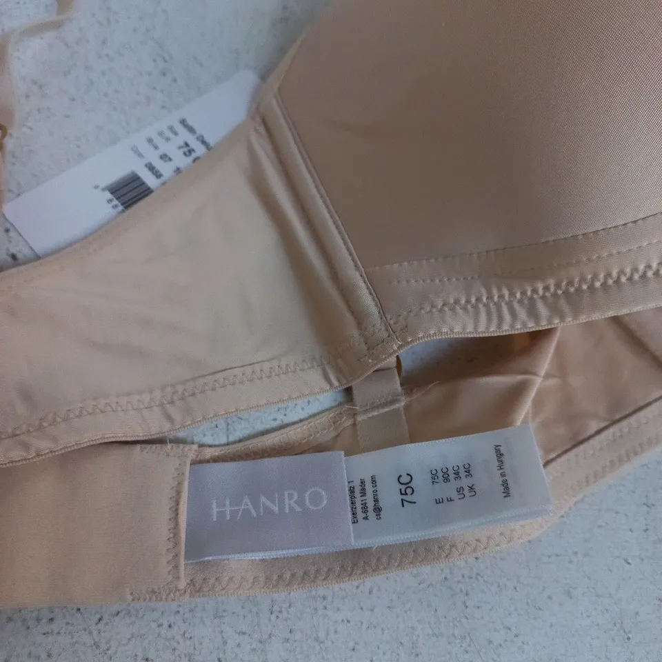 HANRO SATIN DELUXE BRA – UK 34C (EU 75C, US 34C) NATURAL