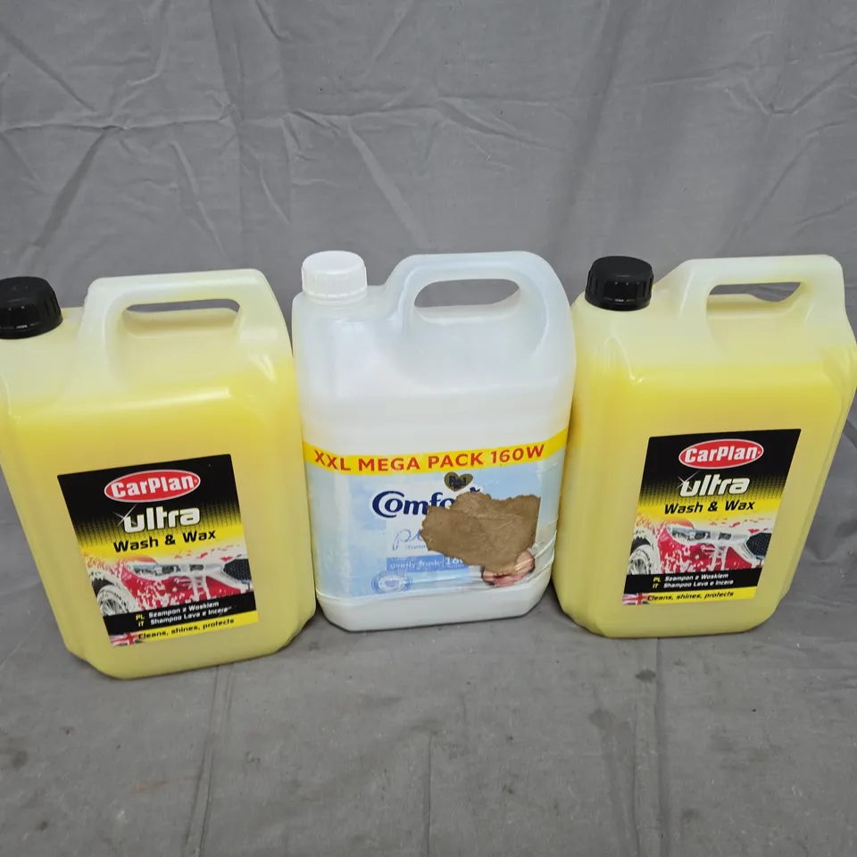 APPROXIMATELY 3 ASSORTED HOUSEHOLD LIQUID PRODUCTS TO INCLUDE CARPLAN ULTRA WASH & WAX, COMFORT PURE - COLLECTION ONLY