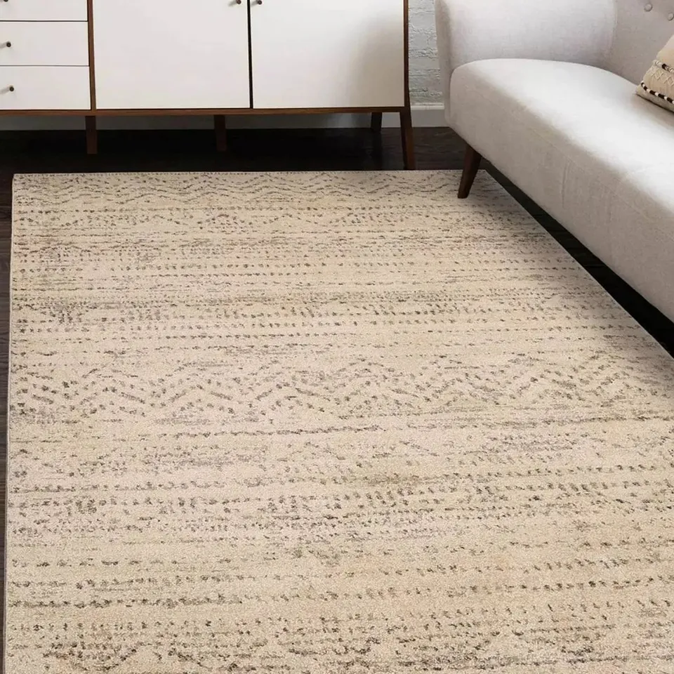 FREYA PATTERNED NATURAL RUG - 140X200CM - COLLECTION ONLY 