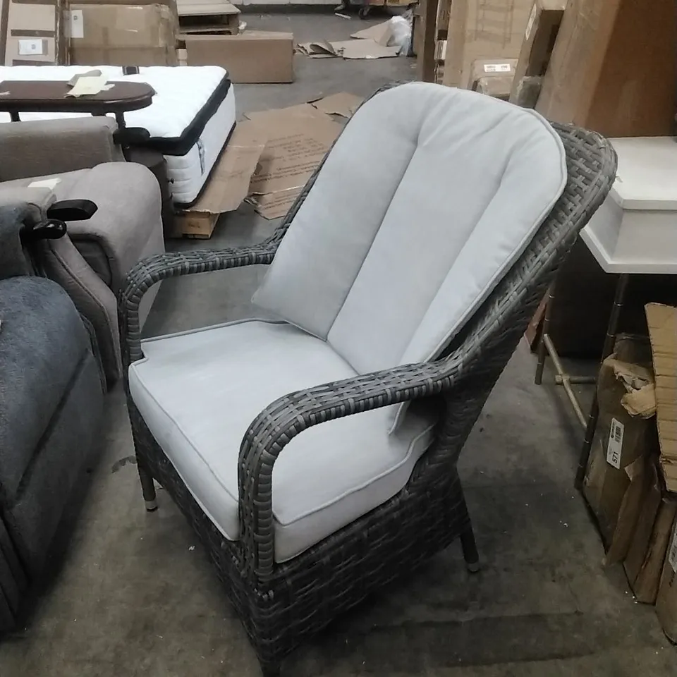 GLENNA PATIO RATTAN ALUMINIUM DINING SIDE CHAIR WITH CUSHIONS - GREY (SET OF 2)