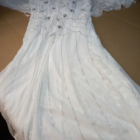 JO BY JOANNA HOPE WHITE/BEAD DETAILED MIDI DRESS - SIZE 16