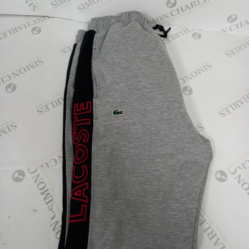 LACOSTE LOGO TRACKSUIT BOTTOMS IN GREY SIZE XXL