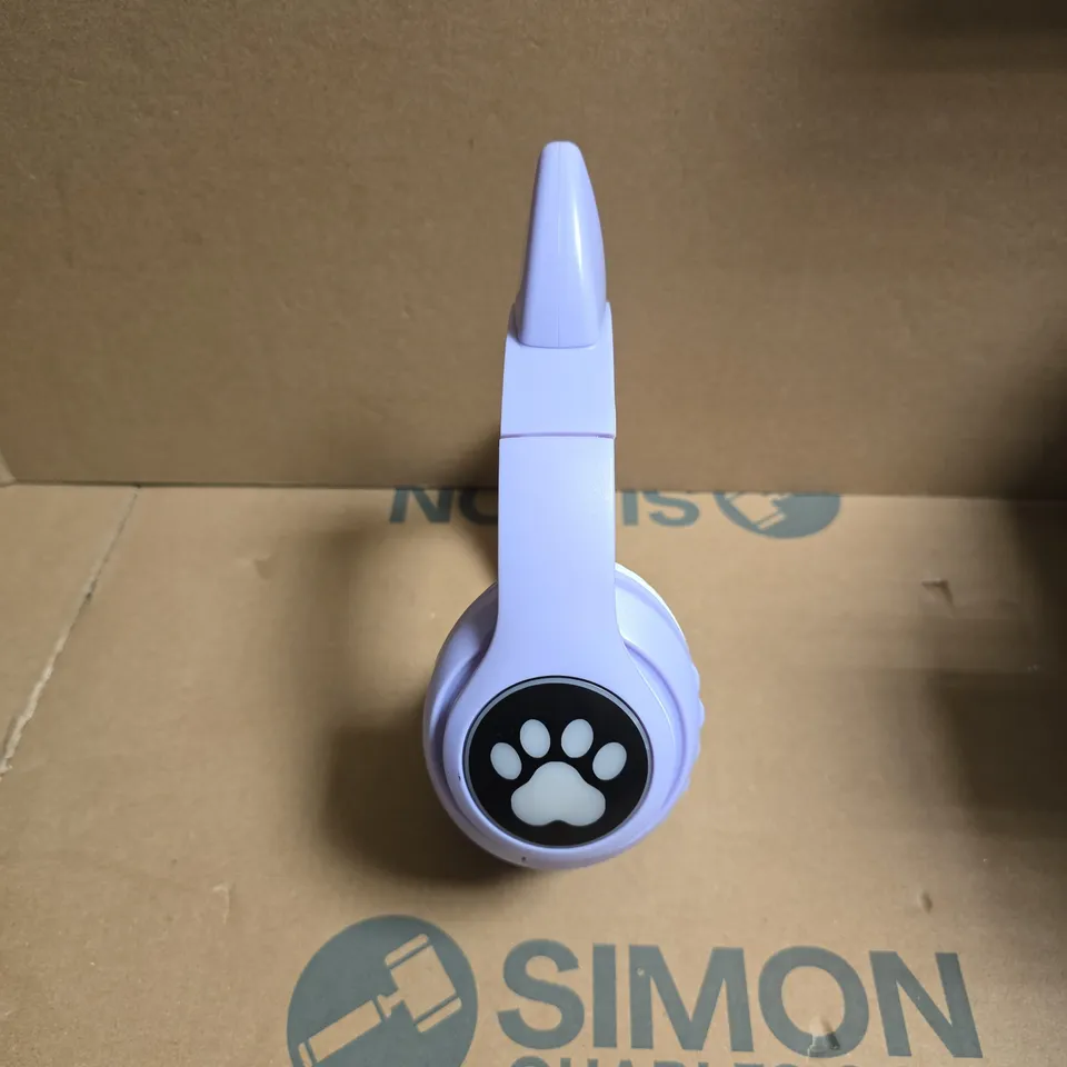 CYRANK WIRELESS HEADPHONES, BLUETOOTH 5.0 HEADPHONES CUTE CAT EAR GAMING HEADPHONES WITH LED LIGHT GAMING HEADSET WIRELESS(PURPLE)
