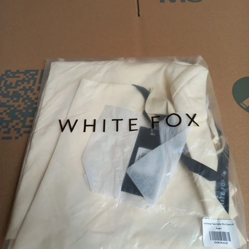WHITE FOX JUST SMALL TALK HALTER MINI DRESS – PEARL, SIZE M