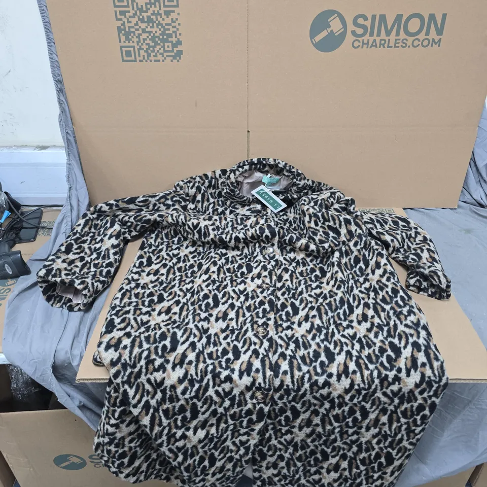 LA MAREY LEOPARD PRINT FAUX FUR COAT – SIZE L