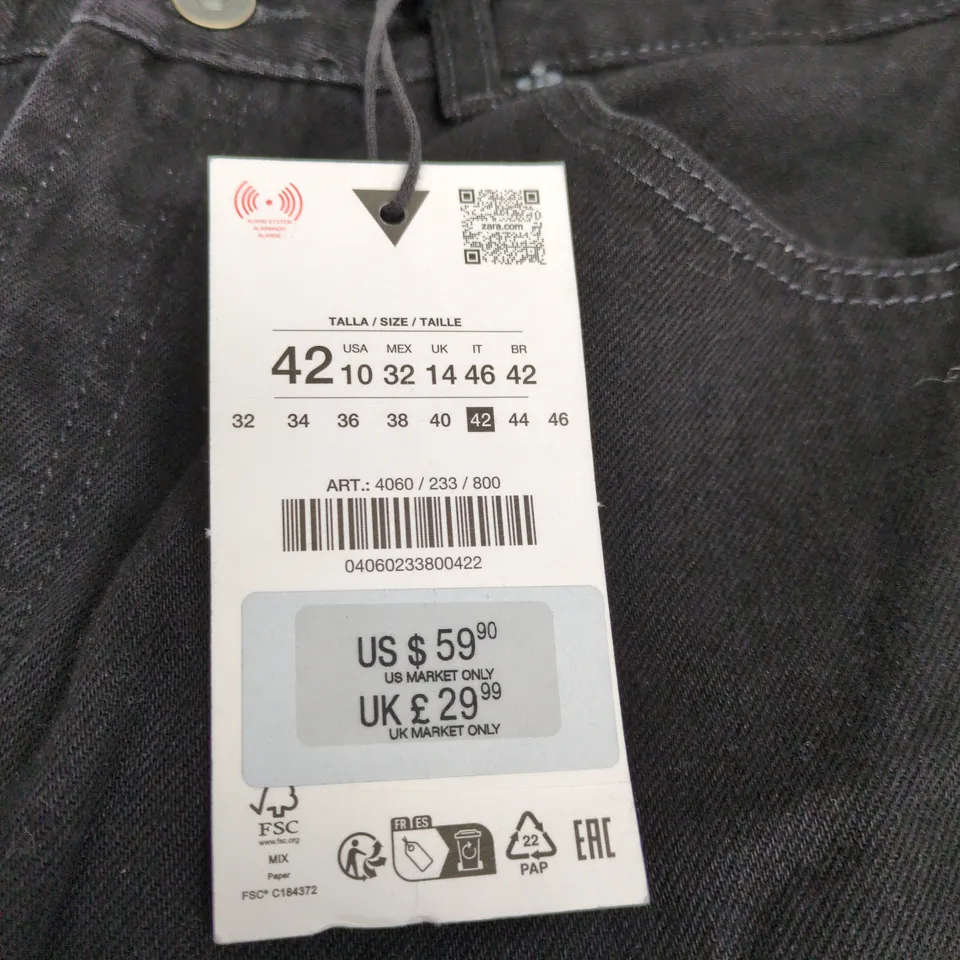 ZARA BLACK HIGH RISE JEANS EU 42 TAGS