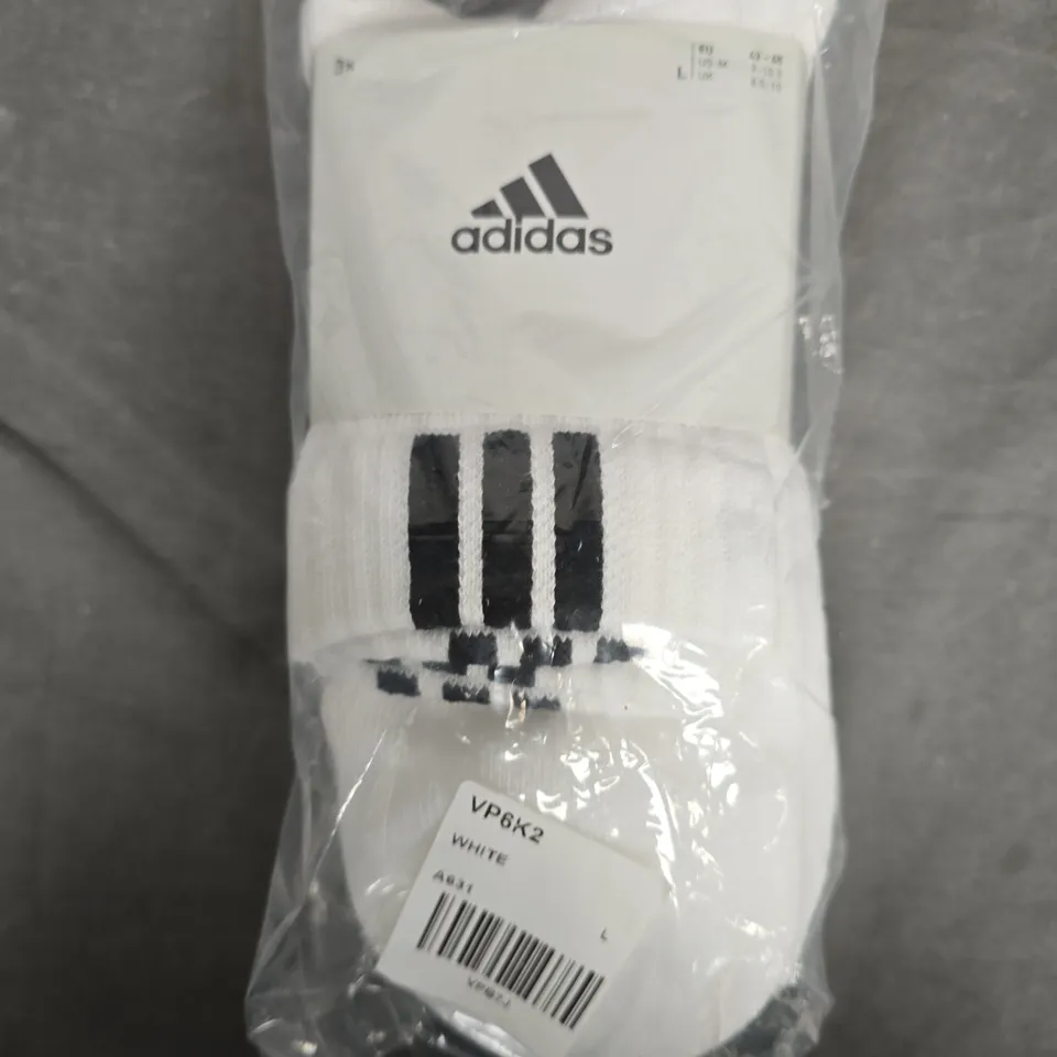 BAGGED ADIDAS SET OF 3 CREW SOCKS IN WHITE - LARGE
