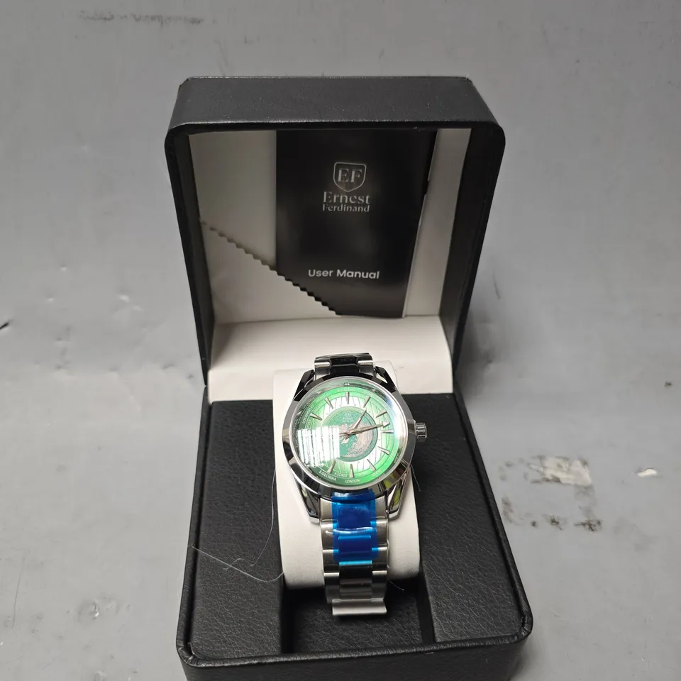 ERNEST FERDINAND WATCH – GLOBAL DIAL – STAINLESS STEEL STRAP – 3ATM WATER RESISTANT - GIFT BOX