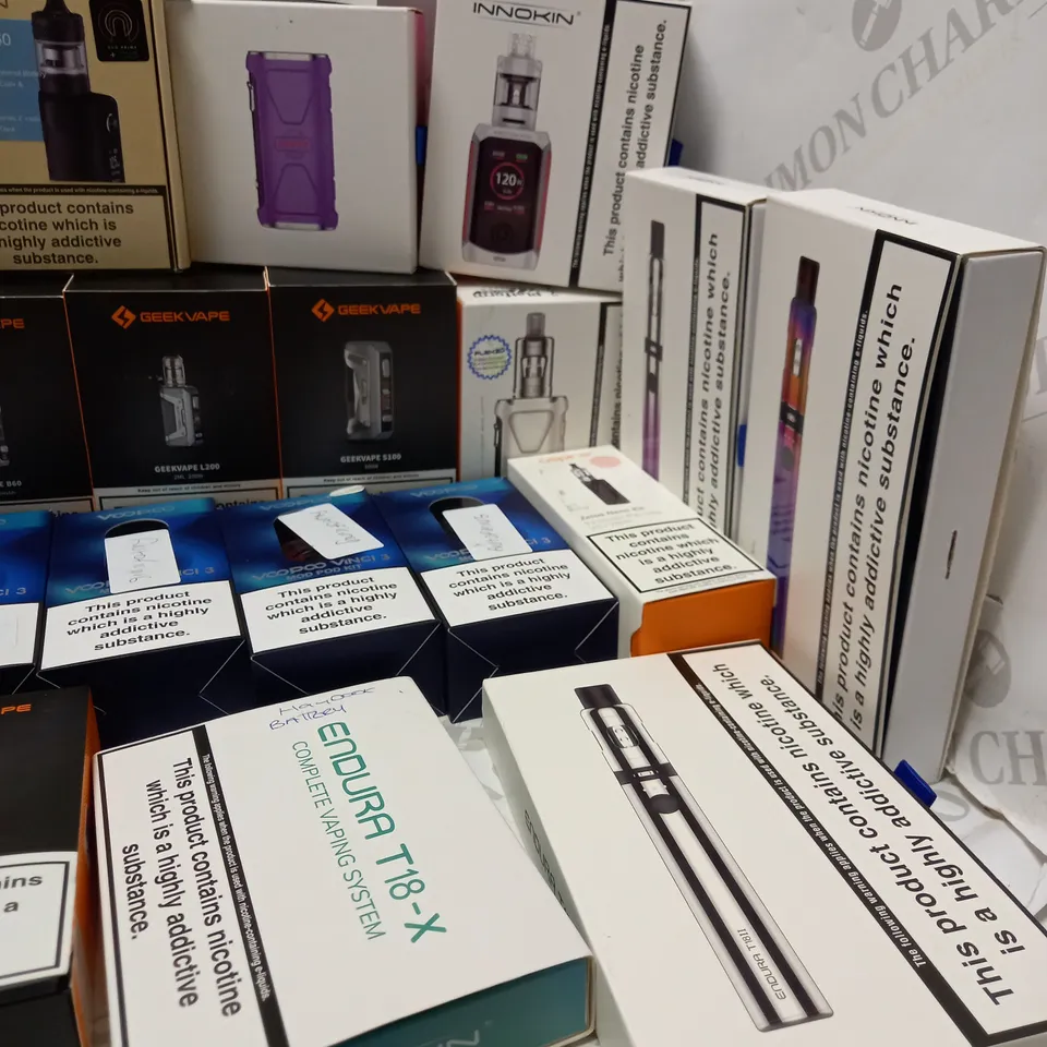 LOT OF APPROX 29 TO INCLUDE GEEKVAPE L200 , ENDURA T18II , INNOKIN COOL FIRE Z60 , INNOKIN ENDURA T18-X VAPING SYSTEM , ETC