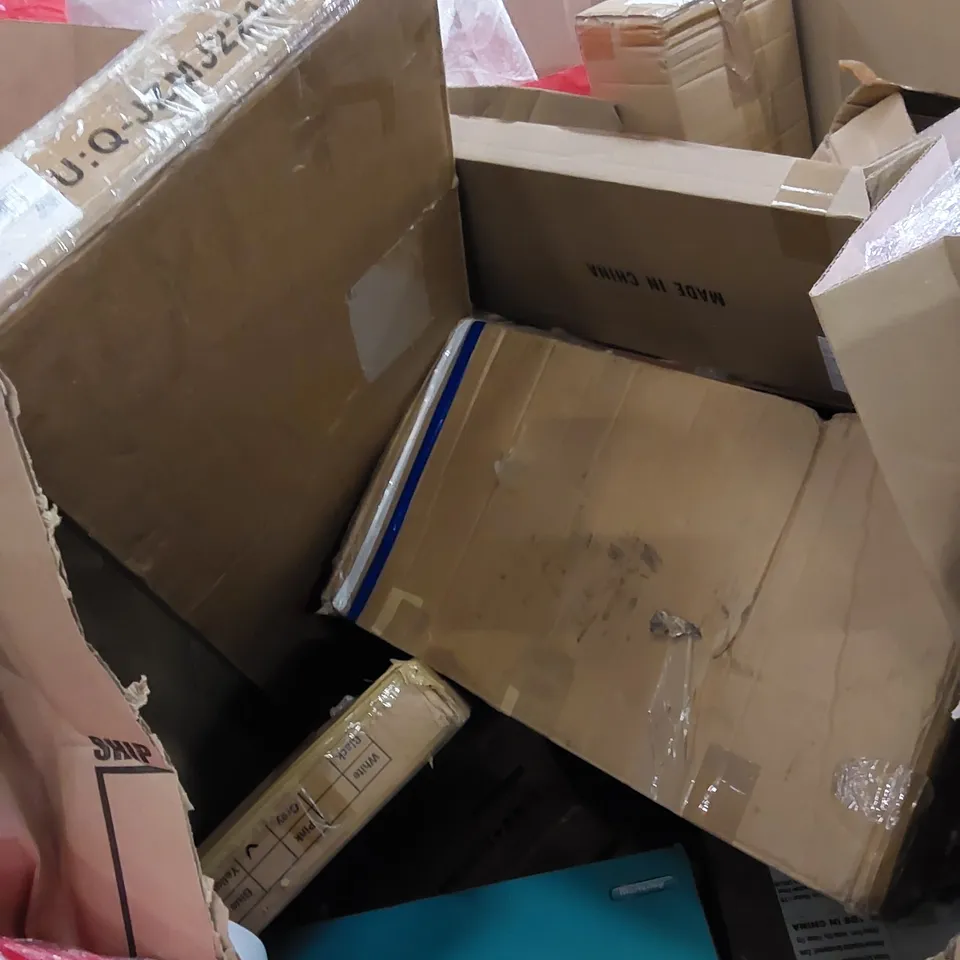 PALLET TO CONTAIN ASSORTED HOUSEHOLD PRODUCTS. INCLUDES ALUMINIUM POT SET, 3- DRAWER STORAGE CABINET, TOILET SEAT ETC  