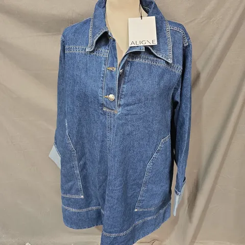 ALIGNE KERI WESTERN POCKET DRESS IN DARK BLUE SIZE 18