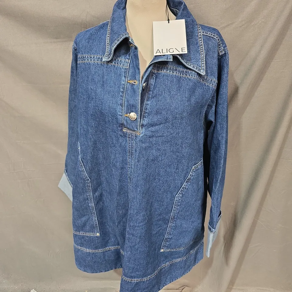 ALIGNE KERI WESTERN POCKET DRESS IN DARK BLUE SIZE 18
