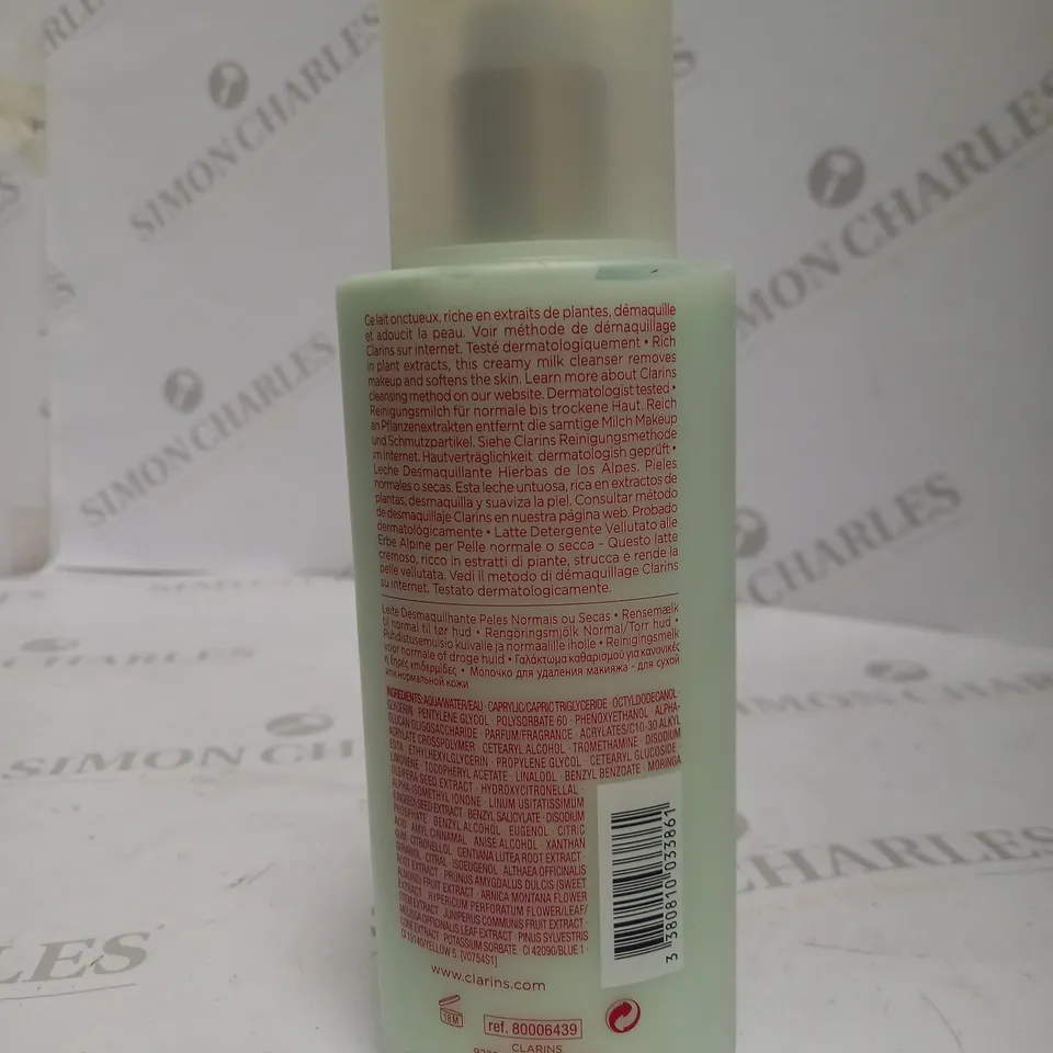CLARINS CLEANSING MILK WITH ALPINE HERBS AND MORINGA