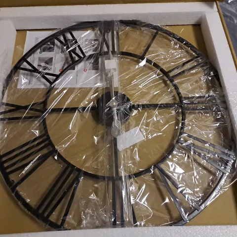 BOXED KLASS HOME 60CM BLACK SKELETON CLOCK