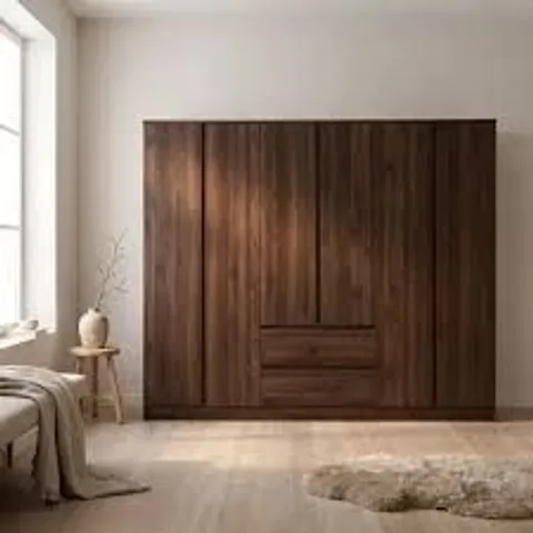 BOXED MALVERN 6 DOOR 2 DRAWER WARDROBE - WALNUT EFFECT VENEER (5 BOXES)
