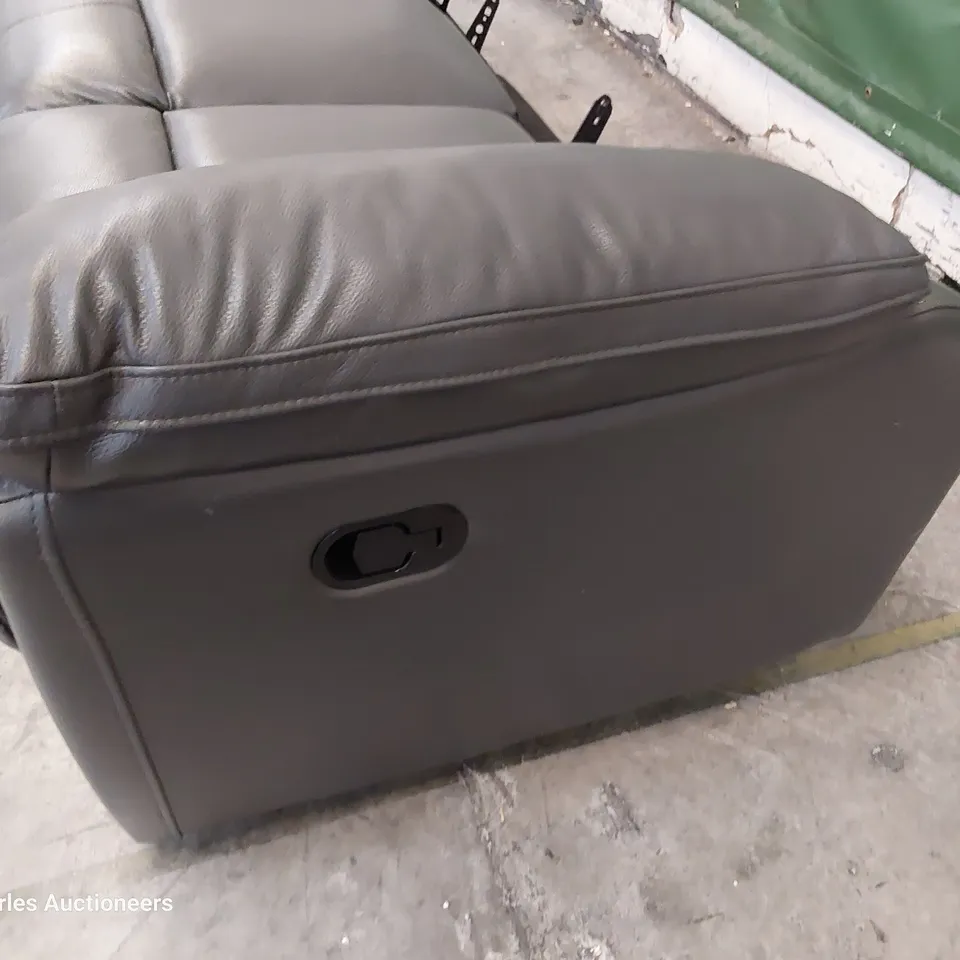 THREE SEATER MANUAL RECLINING THREE SEATER SOFA BASE GREY LEATHER 