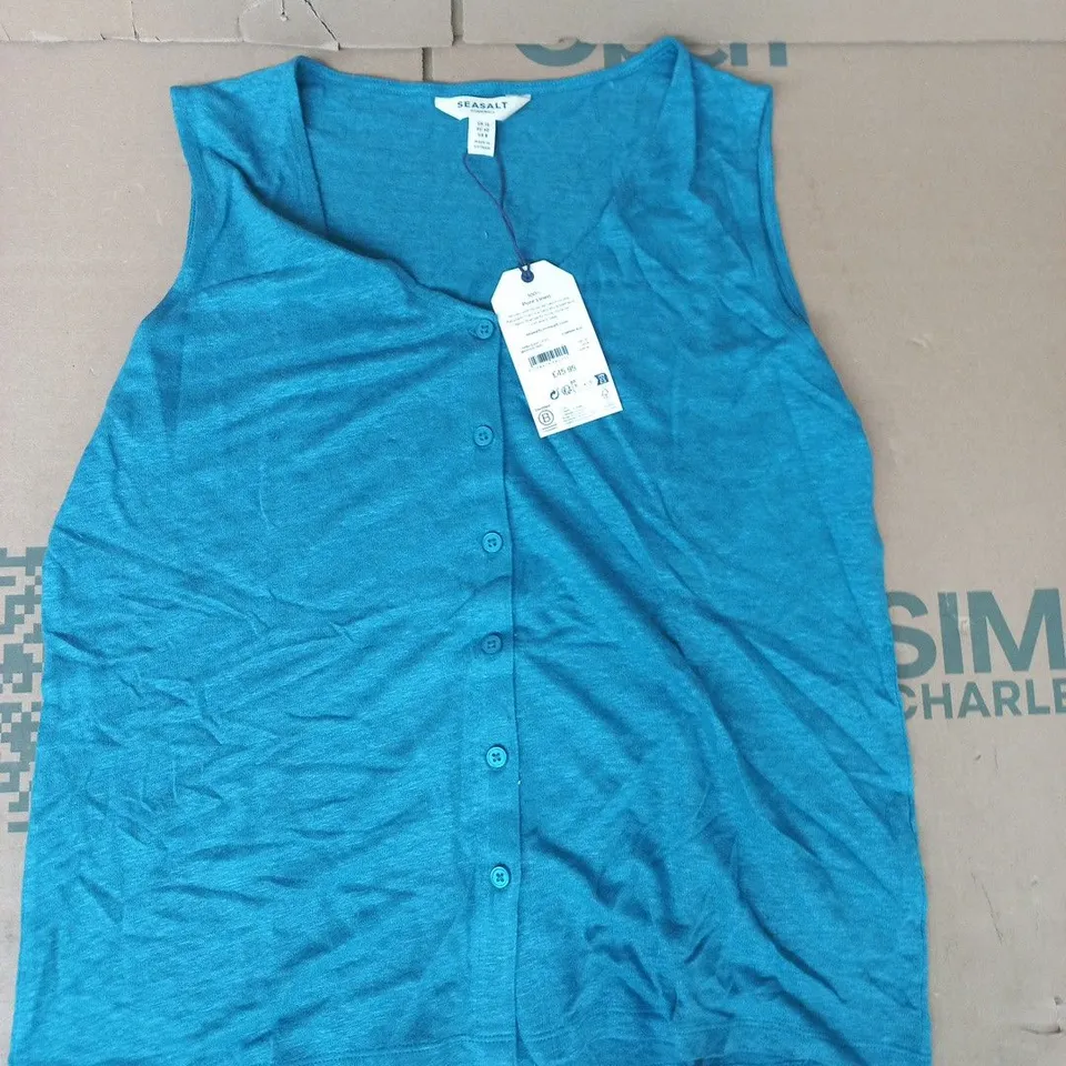 SEASALT CORNWALL CARN GLAZRE VEST IN WATERSCAPE BLUE SIZE UK 12