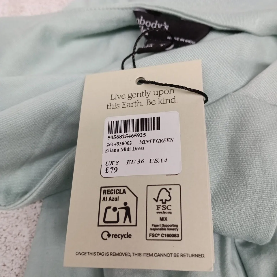 NOBODYS CHILD MINTY GREEN ELIANA MIDI DRESS UK 8