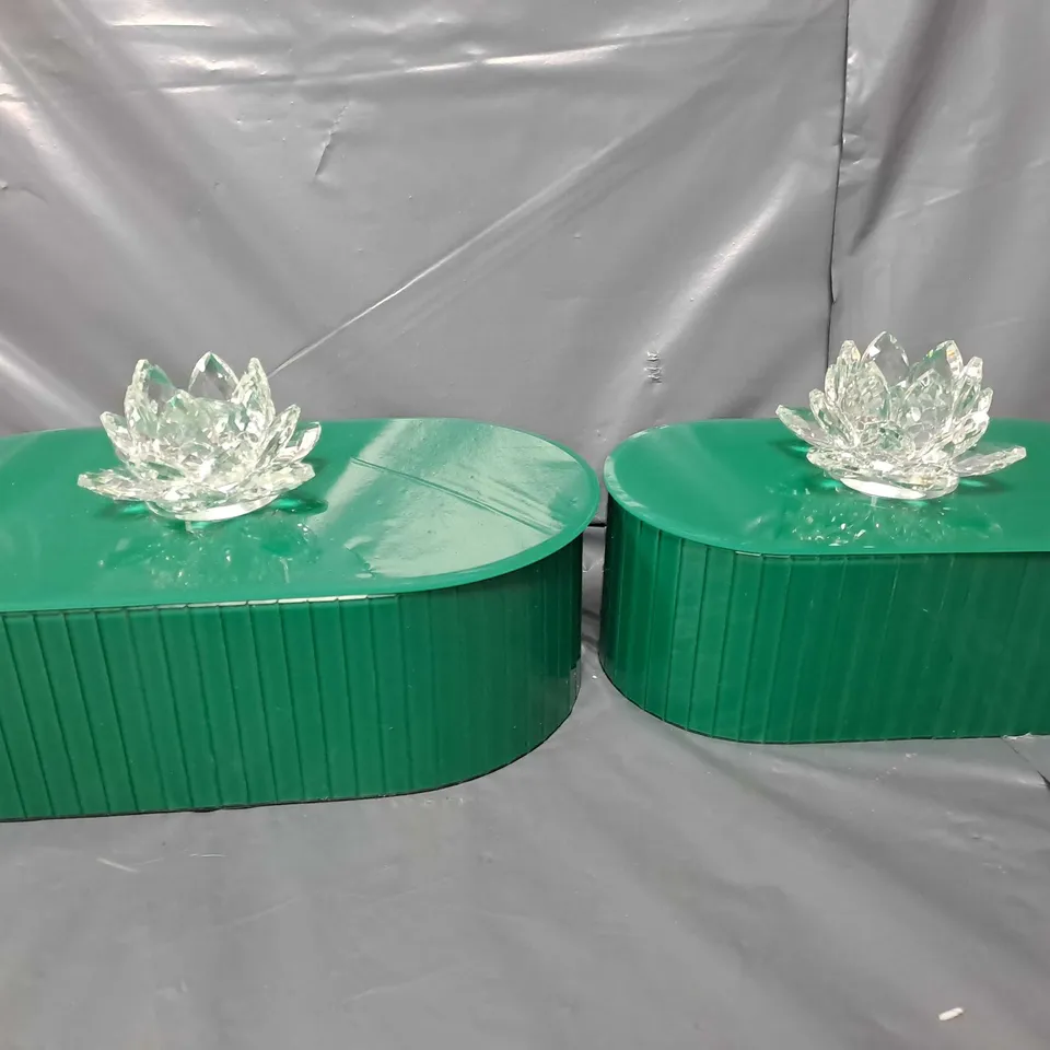 SET OF 2 UNBRANDED PADDED STORAGE CONTAINERS IN GREEN