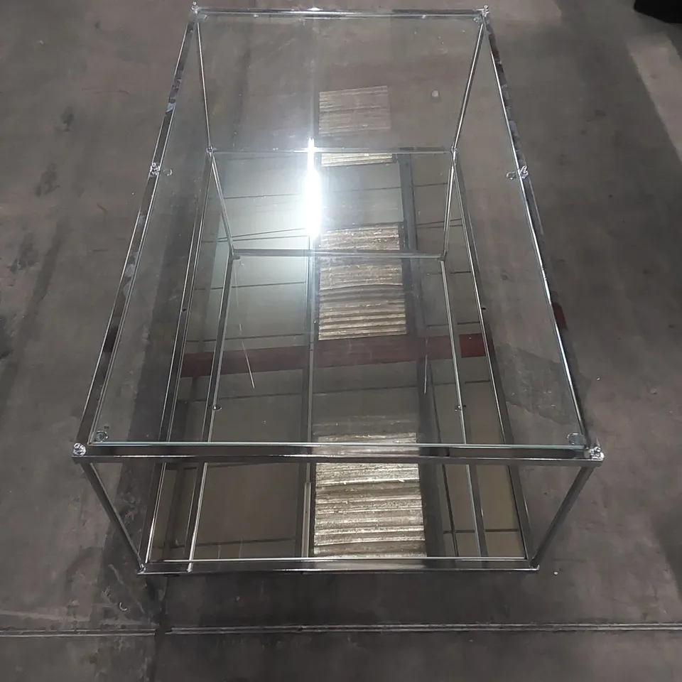 DESIGNER RECTANGULAR GLASS TOPPED COFFEE TABLE 