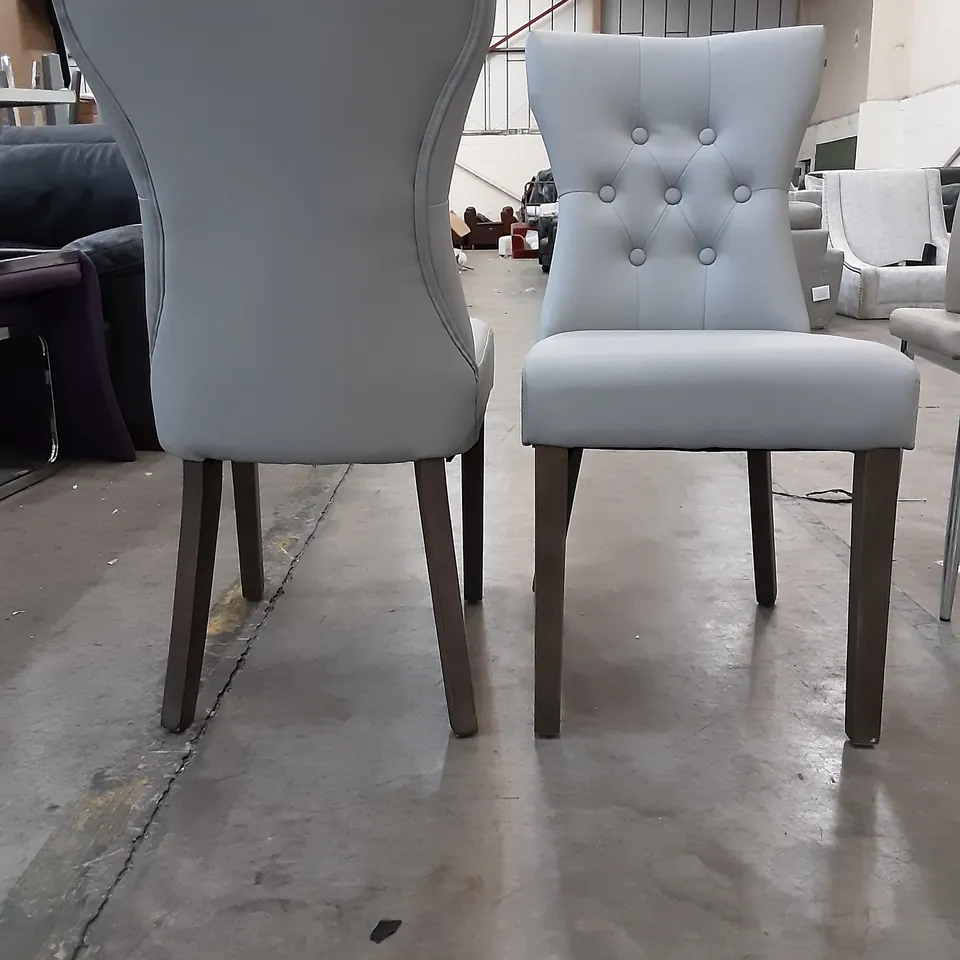 SET OF 2 LIGHT GREY PU LEATHER DINING CHAIRS 