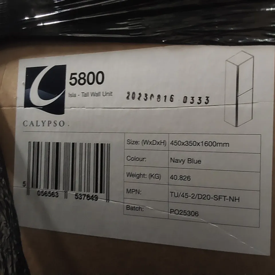 PALLET CONTAINING A LARGE QUANTITY OF BATHROOM FURNITURE PARTS INCLUDING: CALYPSO WALL UNIT CARCASSES ECT