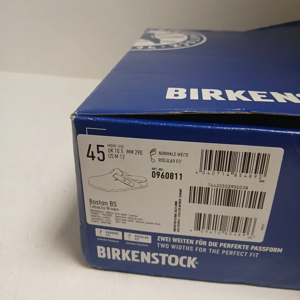 BIRKENSTOCK BOSTON BS TOBACCO BROWN LEATHER SANDALS – UK 10.5 (EU 45)