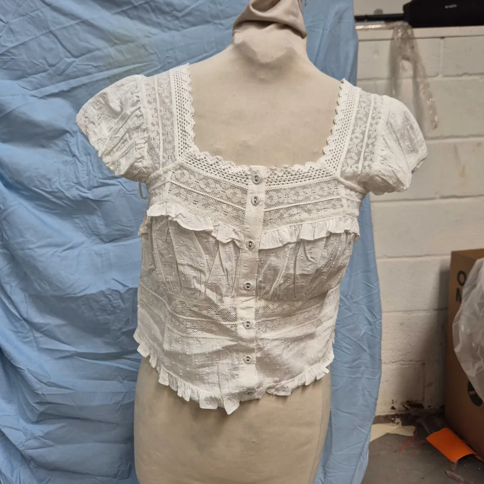NOBODY'S CHILD LOLA TOP – WHITE LACE, UK 8 (EU 36; USA 4)