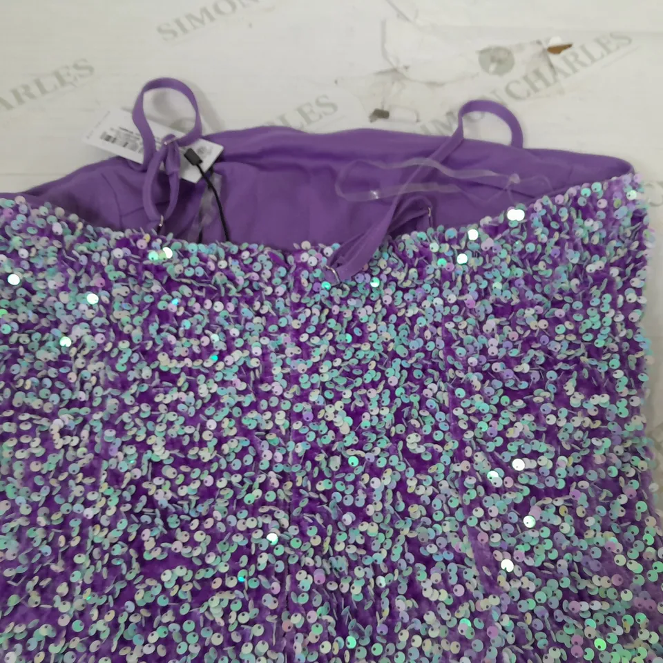 NASTY GAL PREMIUM VELVET SEQUIN STRAPPY MINI DRESS - 8