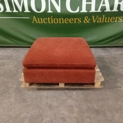 QUALITY DESIGNER SQUARE BURNT ORANGE FABRIC FOOTSTOOL