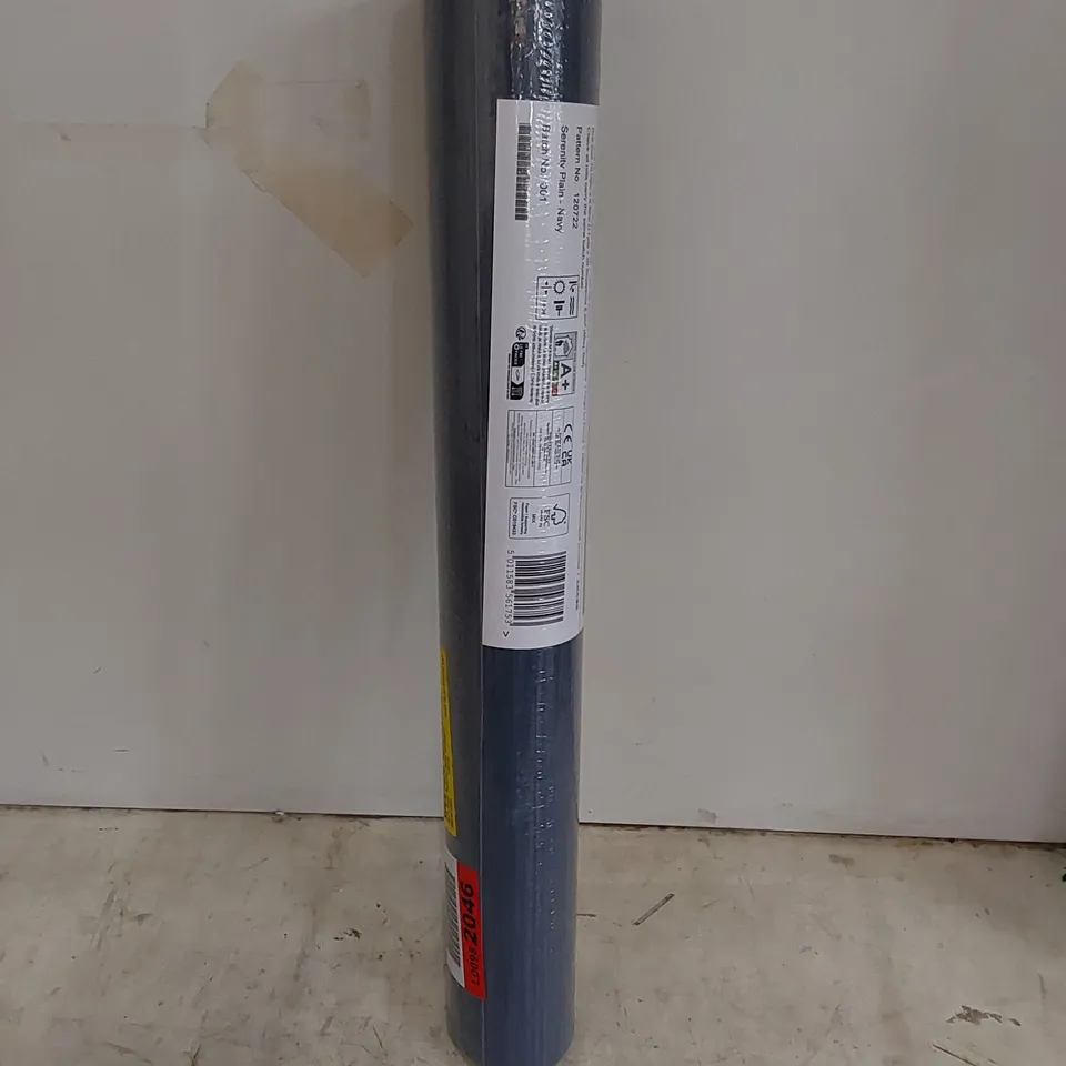 ROLL OF 10m X 52cm TEXTURED MATTE SERENITY PLAIN NAVY WALLPAPER 