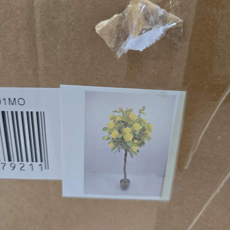 BOXED 120 CM REGENTS ROSES ARTIFICIAL TREE - SUNSHINE YELLOW