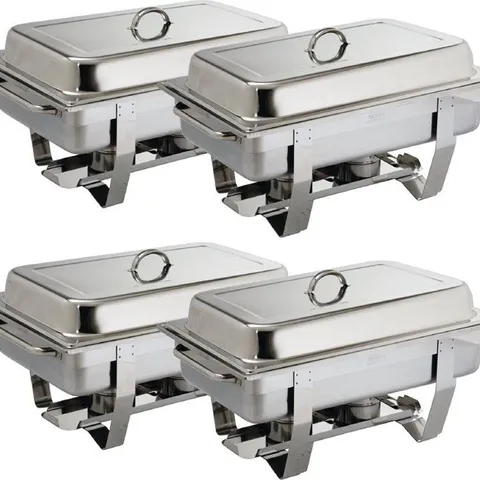 BOXED OLYMPIA MILAN CHAFING SET FOUR (PACK OF 4) 4X 1/1GN. COLOUR: SILVER.