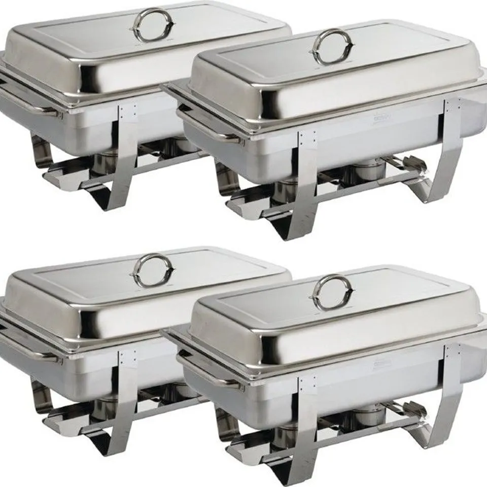 BOXED OLYMPIA MILAN CHAFING SET FOUR (PACK OF 4) 4X 1/1GN. COLOUR: SILVER.