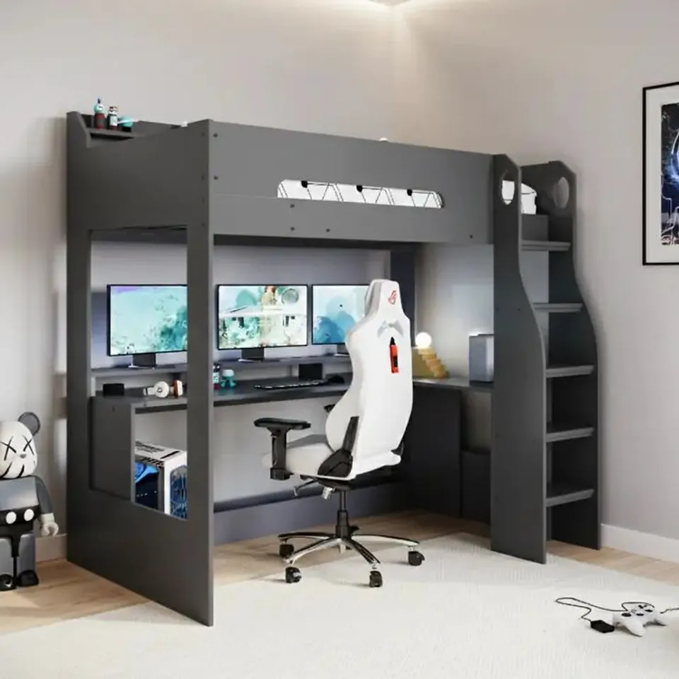 BOXED FLAIR SKYHIGH GAMING HIGH SLEEPER//SINGLE - ANTHRACITE (5 BOXES)