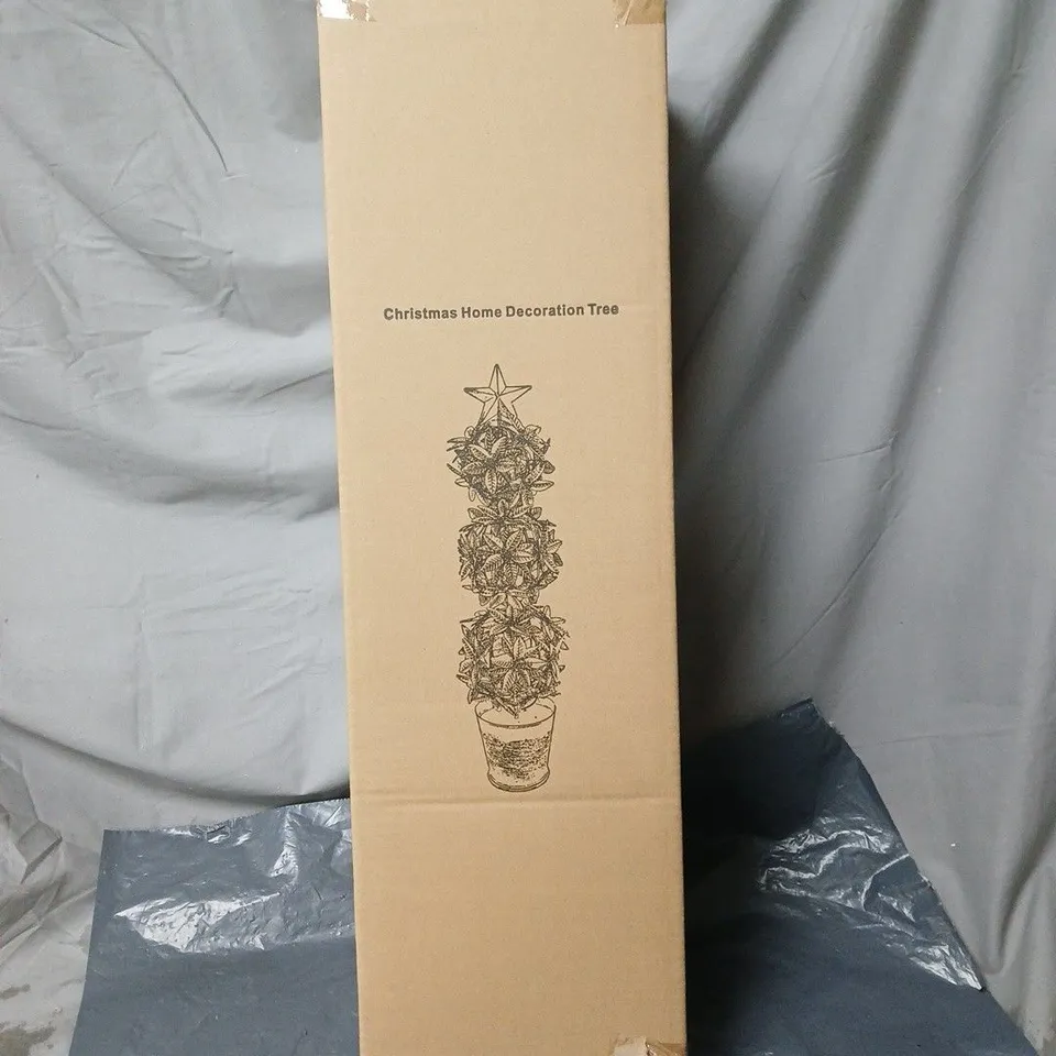 FESTIVE METALLIC CHRISTMAS TREE ORNAMENT IN POT, BOXED