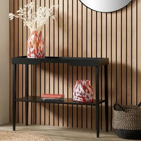 BOXED MARNIE BLACK WOOD VENEER CONSOLE TABLE (1 BOX)