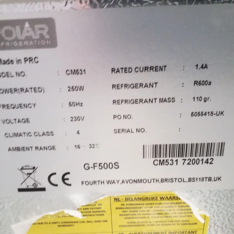 POLAR CM531 CHEST FREEZER