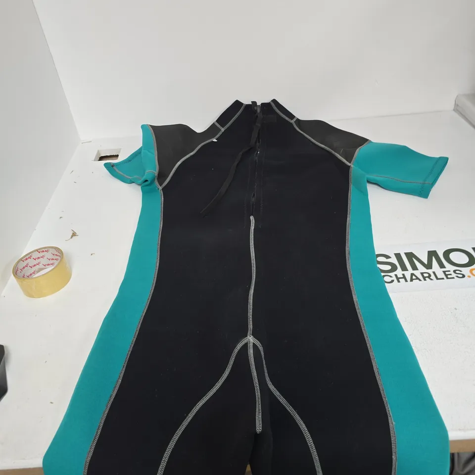 TITANIUM NEOPRENE WETSUIT – BLACK WITH TEAL PANELS, UK XXL (UNISEX)