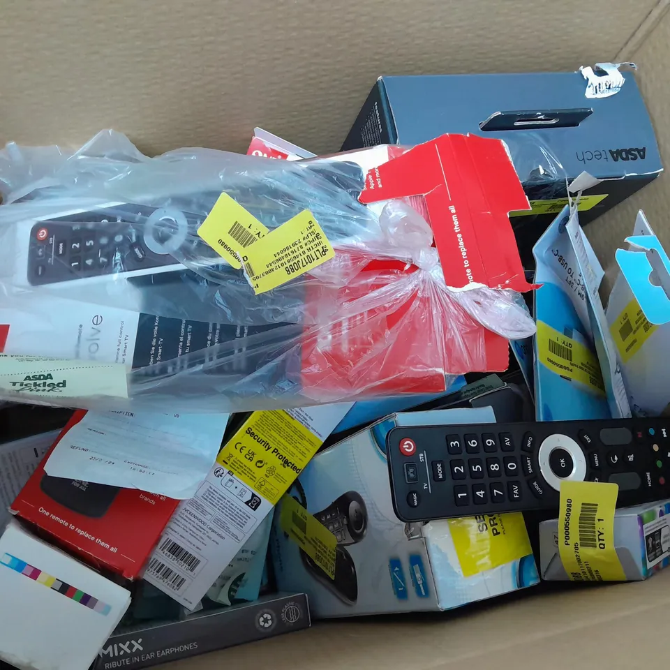  APPROXIMATELY 20 ASSORTED ASDA TECH ITEMS INCLUDING ONE FOR ALL REMOTES, BLUETOOTH SPEAKER