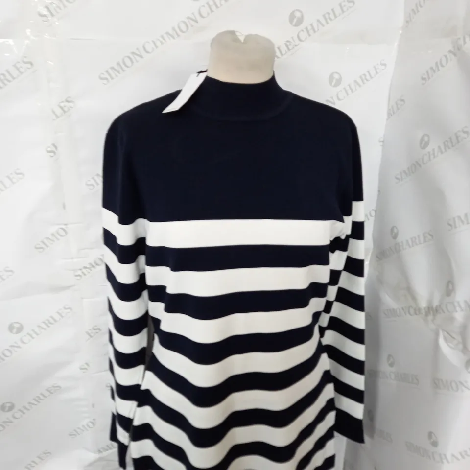 KAREN MILLEN PLUS SIZE STRIPE RIB KNIT BELTED MINI DRESS SIZE XL