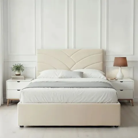 BOXED BALCER UPHOLSTERED OTTOMAN LIFT UP STORAGE BED - BEIGE // SIZE UNSPECIFIED (2 BOXES)