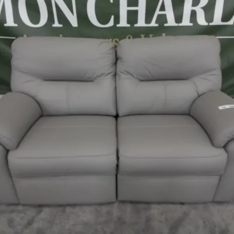 DESIGNER G PLAN MADE SEATTLE CAMBRIDGE GREY LEATHER ELECTRIC RECLINING TWO AND A HALF SEATER SOFA