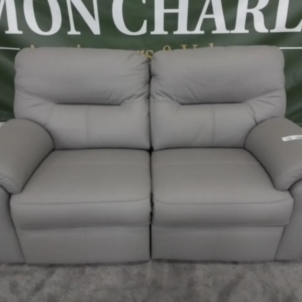 DESIGNER G PLAN MADE SEATTLE CAMBRIDGE GREY LEATHER ELECTRIC RECLINING TWO AND A HALF SEATER SOFA
